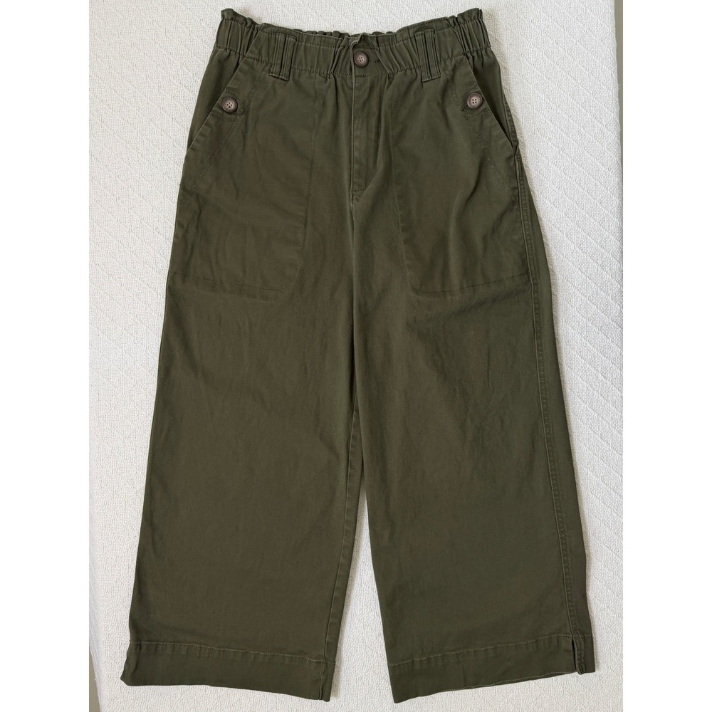 Democracy Olive Green Wide Leg Trousers Elastic Gathered High Waist Pant Size 10 - Picture 5 of 7